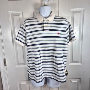 Polo Ralph Lauren Custom Fit striped polo shirt‎ white blue yellow mens XL